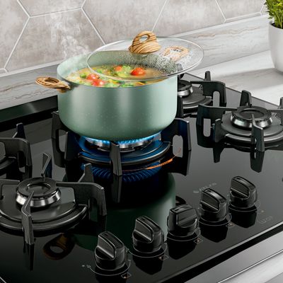Fogão de Embutir U Top 5 Bocas com Mesa de Vidro Atlas Preto / Bivolt