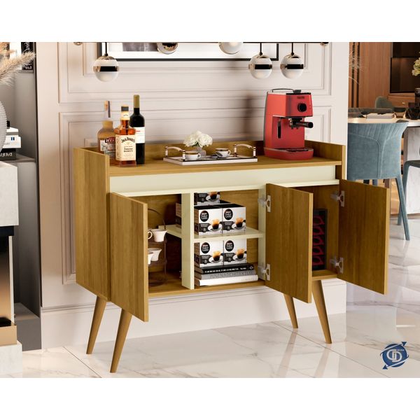 Aparador Buffet Luanda 3 Portas Pés Palito Madeirado / Off white - Comprar Moveis em Casa Aparador Buffet Luanda 3 Portas Pés Palito Madeirado / Off white - Comprar Moveis em Casa