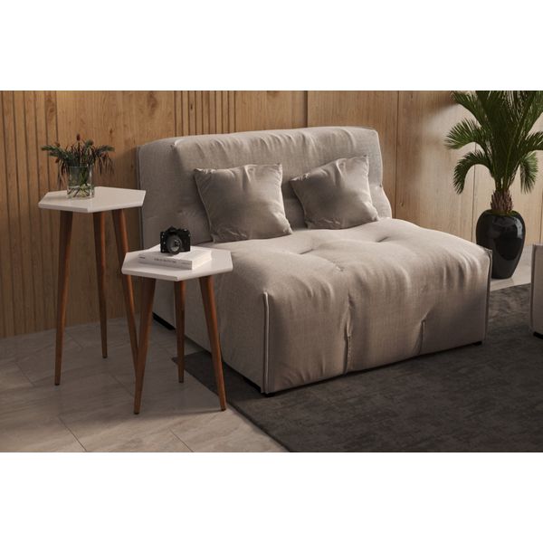 Kit 2 mesas Sala Six Retrô Pés Palito Lateral e Apoio Tampo Sextavado cor Off White - Comprar Moveis Em Casa Kit 2 mesas Sala Six Retrô Pés Palito Lateral e Apoio Tampo Sextavado cor Off White - Comprar Moveis Em Casa