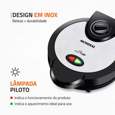 Máquina de Waffle Mondial Pratic Waffle GW-01 Preto / 220V