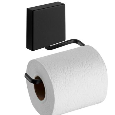 Papeleira Suporte Para Papel Higiênico Adesivo Fixare Preto Fosco