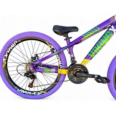 Bicicleta Aro 26 VikingX Tuff X25 21v Freio a Disco Roxo/amarelo/verde
