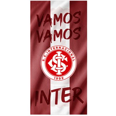 Toalha de Praia KazzaVip Microfibra 100% Poliéster Estampada Vamos Vamos Inter 70cmx140m Vermelha