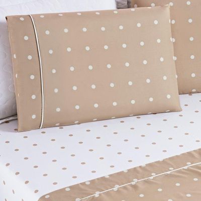 Jogo De Cama Lençol 200 Fios Petit Poá King 04 Peças - Caqui