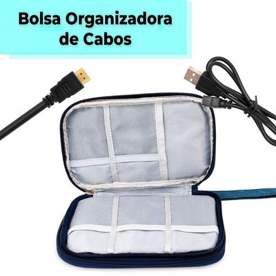 Bolsa Organizadora Cabos Fios Eletrônicos Estojo Case Bag Preto