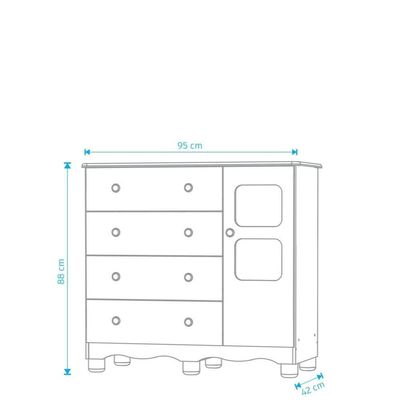 Comoda Infantil 1 Porta 4 Gavetas Uli - Moveis Peroba Amendoa-branco