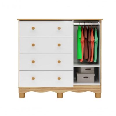 Comoda Infantil 1 Porta 4 Gavetas Uli - Moveis Peroba Amendoa-branco