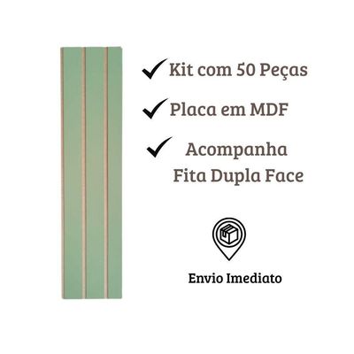 Painel Ripado Parede Versátil Kit 50 Placas Mdf 45 X 11 Cm Verde