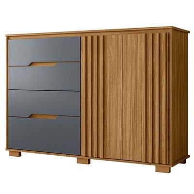 Comoda Texas 4 Gavetas 2 Portas 147 Cm Freijo Cinza Moval