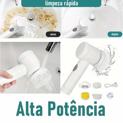 Escova De Limpeza Elétrica Portátil 3 Em 1 Recarregável