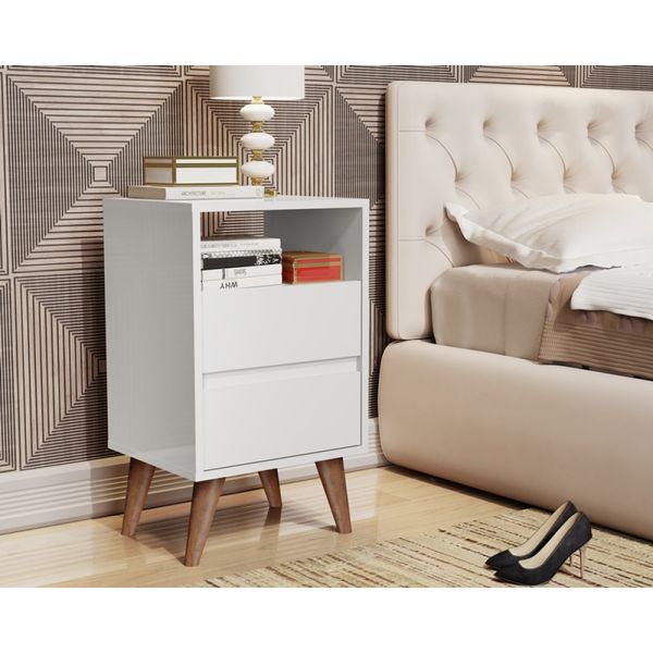 Estilo Retrô Mesa de Cabeceira Classic com Pés Palito - cor Branco - Comprar Móveis em Casa Estilo Retrô Mesa de Cabeceira Classic com Pés Palito - cor Branco - Comprar Móveis em Casa