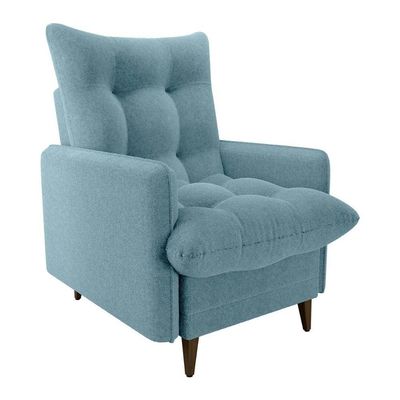 Poltrona De Amamentação Com Puff Montreal Suede Azul Matrix Boucle Azul