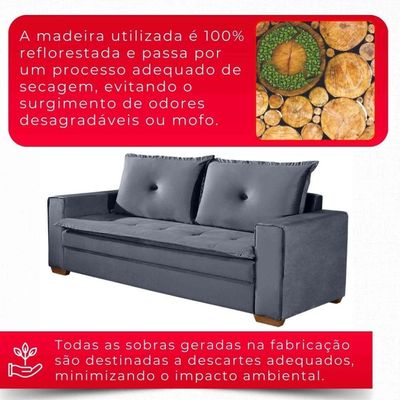 Sofá Unique 2,10m Com Pés De Madeira 3 Lugares Confortável