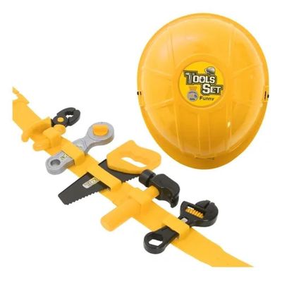 Kit De Ferramentas Infantil Cinto Capacete Brinquedo Com Acessorios Chaves Alicate Completo