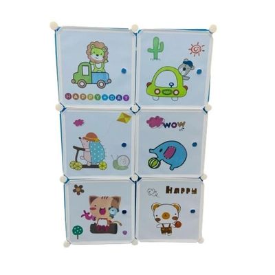 Guarda Roupa Infantil Portatil Armario Modular Organizador De Brinquedos Sapateira Com 6 Portas Desmontavel Meninos Azul