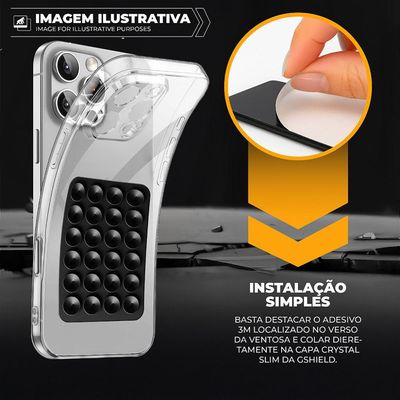 Kit Capa Crystal Slim para iphone 17 Air +  Ventosa - Preto - Gshield
