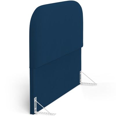 Cabeceira Cama Box King 195cm Orgânica Lanna W01 Suede Azul Marinho - Lyam Decor