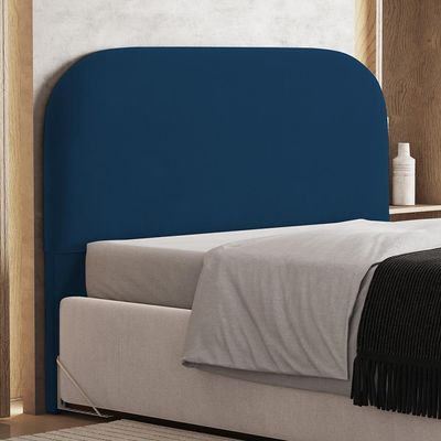 Cabeceira Cama Box King 195cm Orgânica Lanna W01 Suede Azul Marinho - Lyam Decor