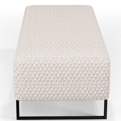 Puff Decorativo Sala de Estar Bali W01 Base Ferro 120x50 cm Bouclê Cru - Lyam