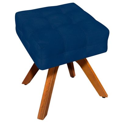 Puff Decorativo Base Giratória Karen Suede Azul Marinho - Gran Belo