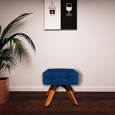 Puff Decorativo Base Giratória Karen Suede Azul Marinho - Gran Belo