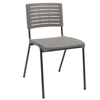 Kit 06 Cadeiras Empilhável Fixa Escritório Multiuso Base Preta Kimi P03 Basalto - Lyam Decor
