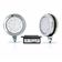 Farol de Milha Strobo Estrobo Safetycar Redondo Led Vermelho Corpo Cromado Par