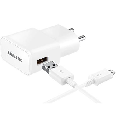 Carregador Samsung Galaxy J1 J2 J3 J5 J7 Prime J7 Pro com Cabo V8 Branco