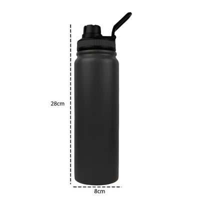 Garrafa Térmica Inox 800ml com Isolamento Térmico e Tampa Antivazamento 800ml Academia Hidratação | Cor:Preto