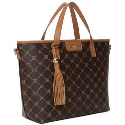 Bolsa Tote Transversal Feminina Rafitthy 28.16176 Monograma Marrom