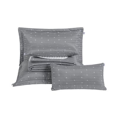 Kit Cobre Leito King + Almofada 5 Peças Bordado Urbany Hipercal 400 Fios 100% Poliéster - Cinza