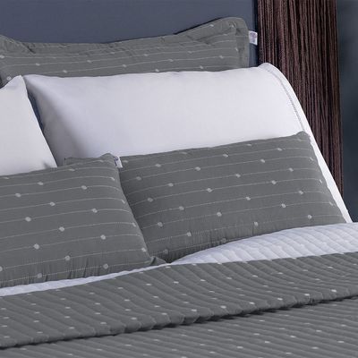 Kit Cobre Leito King + Almofada 5 Peças Bordado Urbany Hipercal 400 Fios 100% Poliéster - Cinza