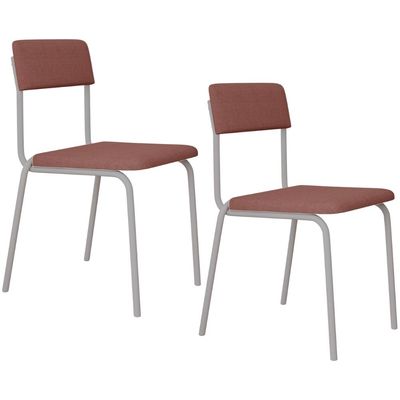 Kit 02 Cadeiras Estofada Para Sala de Jantar Sense Branco C01 Linho Rosê - Lyam Decor