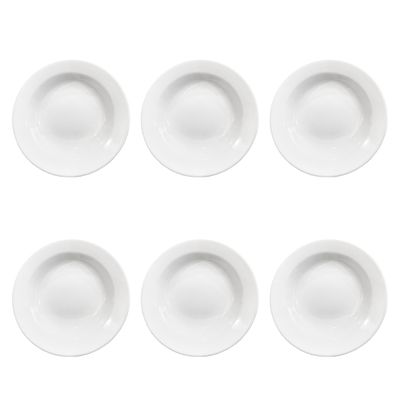 Prato Fundo Plus Branco de Cerâmica 21,5cm 6 Unidades - Biona 141993