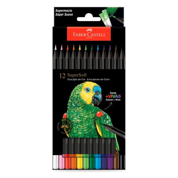 Lápis de Cor 12 Cores Ecolápis Supersoft 210710 - Faber