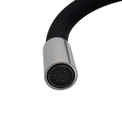 Torneira Misturador Cozinha Mesa Bancada Tubo Color Flexivel Preto Metal Cromado Luxo