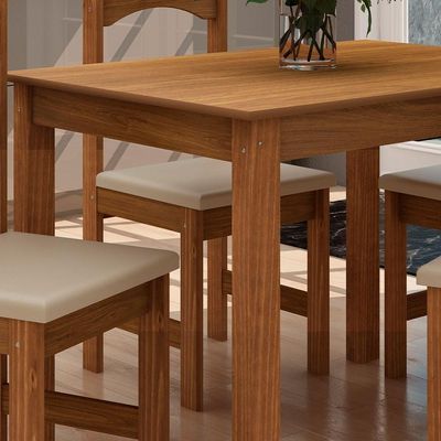 Conjunto De Mesa Com 4 Cadeiras Praiana Araúna Freijó E Bege