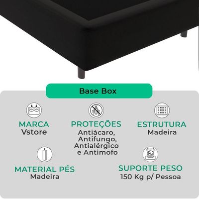 Cama Box Viúvo Preto V-store 128x188x44