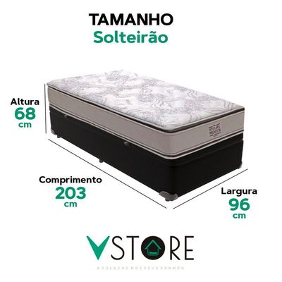 Cama Box Baú Solteirão E Colchão Four Season Molas V-store Preto