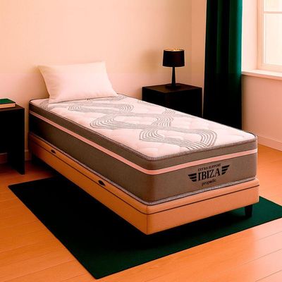 Cama Box Solteirão E Colchão Ibiza Molas Ensacadas V-store Bege