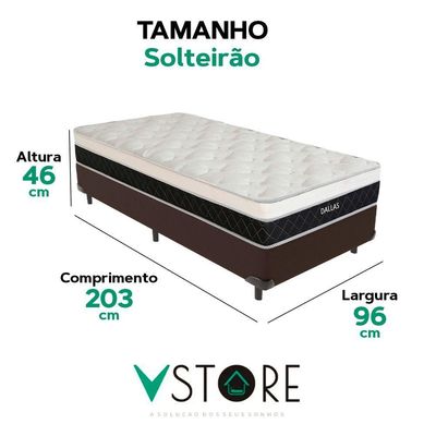 Cama Box Solteirão E Colchão Dallas Molas V-store 96x188x20 Marrom