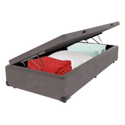 Cama Box Baú Solteirão Bravus 96x203x44 Cinza