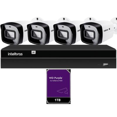 Kit 4 Câmeras IP Vipc 1230B Intelbras NVD 1404P HD 1TB Purple