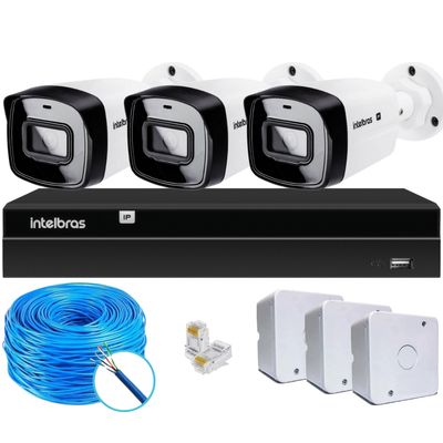 Kit CFTV 3 Câmeras IP Vipc 1230B Intelbras NVD 1404P S/HD
