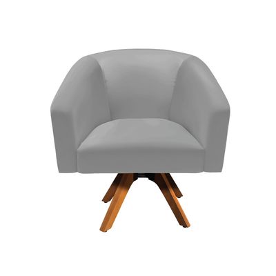 Poltrona Sala Decorativa Kit 2 Stella Base de Madeira Giratória MM30 Sintético Cinza D03 - D'Rossi