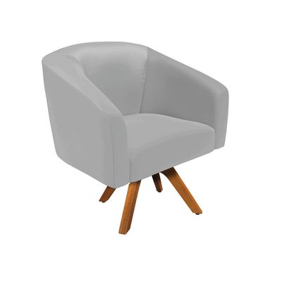 Poltrona Sala Decorativa Kit 2 Stella Base de Madeira Giratória MM30 Sintético Cinza D03 - D'Rossi