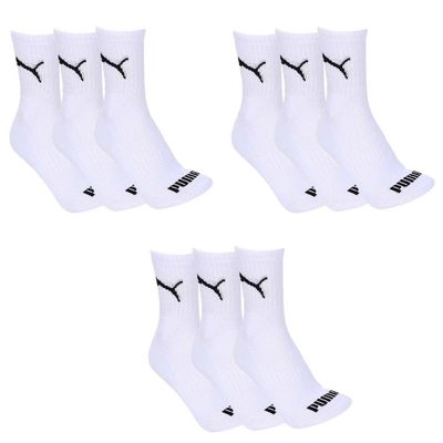 Kit 9 Pares de Meia Puma Esportiva Cano Médio Feminino - Branco 34-39 / Branco