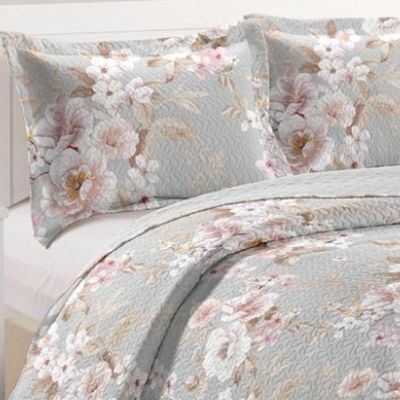 Kit Cobre Leito Colcha Casa Scarpa Mix Queen Estampado Dupla Face Floral 3 Peças - Marcela