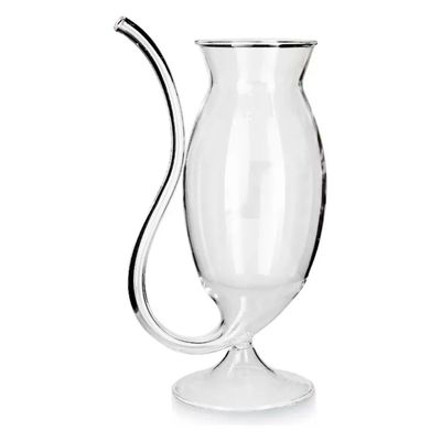 Copo Taça de Vidro Cristal Para Drinks Modelo Vampiro 200ML Canudo Embutido