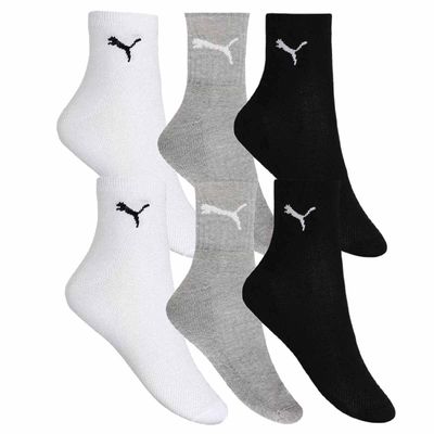 Kit 6 Pares de Meia Puma Esportiva Cano Médio Masculino - Mescla 39-43 / Branco e Preto